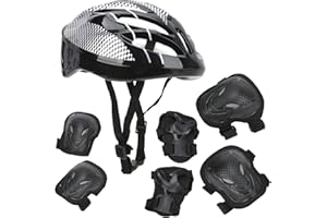 SUNFECILI 7-in-1-Schutzausrüstungsset, Rollschuhhelm für Erwachsene, Knie-, Ellenbogenschützer und Handgelenkschützer, Verstellbarer Skateboard-Helm, Geeignet für Rollschuh-Skateboard-Radfahren
