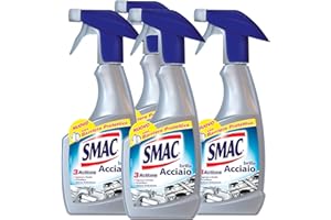 SMAC EXPRESS Smac - Brilla Acciaio, Detergente Spray, Azione Anticalcare e Lucidante, con Barriera Protettiva, 520 ml x 4 Pezzi