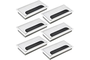 alwaiiz 6 Stück Kabeldurchlass Rechteckig, Kabeldurchführung Schreibtisch mit Bürstendichtung, ABS-Kunststoff Schreibtisch Kabeldurchführung, 160 x 80mm, Silber