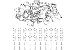 Thinp 20 zestawów pierścieni D do zawieszania obrazów, haczyki do zawieszania obrazów, metalowy pierścień D, wieszaki na zdjęcia, zestaw do zawieszania obrazów, płócienny haczyk ze śrubami, do ramki