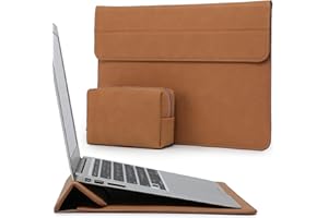 HYZUO 13,3-14 Cali Etui na Laptop z Funkcją Stelaża do MacBook Pro 14 M5/M4/M3/M2/M1 2026-2021, MacBook Pro/Air 13,3, 13,5" 13,8" Surface Laptop, HP Spectre X360 13/14, Brązowy