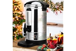 Herrselsam Bollitore per vin brulé, in acciaio inox, macchina per bevande calde con rubinetto, 1500 W, per vin brulé, regolazione della temperatura 30-110 °C