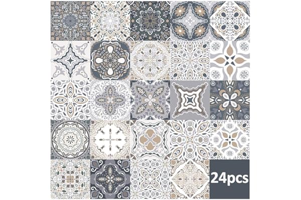 24pcs Stickers Carreaux Muraux - Stickers Carreaux Autocollant pour Cuisine Salon Salle De Bains Décor À La Maison Auto-Adhésif (10 * 10CM)