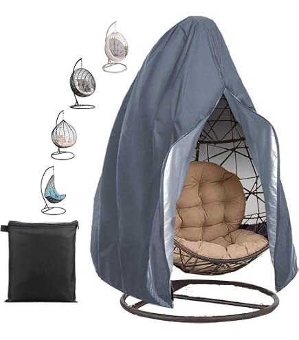 Coprisedia Per Sedie Sospese In Rattan - Fodera Impermeabile 210D, Protezione Da Pioggia E Polvere, 190x115 Cm, Colore Nero