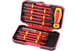 GEEVORKS 13 Pezzi Set 1000 V Set Cacciaviti Isolati, Cacciaviti Professionali Magnetico Elettricista, Set di cacciaviti isolati intercambiabili con punte magnetiche a taglio