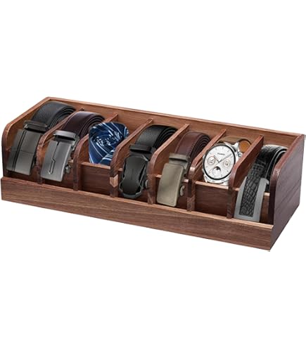 PH PandaHall Acryl Gürtel Organizer 7 Fach Vitrine Gürteletui Aufbewahrungshalter Transparente Vitrine Für Männer Und Frauen Krawatte Schmuck Uhr Armbänder Haar Accessoires 37.5x14x12cm