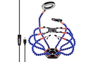 Makerfire Mani di aiuto flessibili Saldatura di terza mano Ausilio per saldatura Strumento stazione di saldatura Flessibile 8 braccia che aiutano le mani con LED USB 3 x lente d'ingrandimento