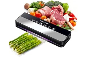 TICONN Vakuumiergerät, Vakuumierer 5 in 1 für Sous Vide Kochen und Lebensmittel Bleiben bis zu 7x Länger Frisch, 30 Vakuumbeutel Inklusive-Schwarz