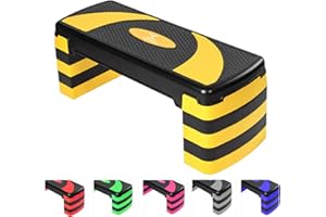MAXSTRENGTH Fitness Stepper for Exercise Workout 5 Height Level Adjustable 10cm 15cm 20cm 25cm 30cm Non-Slip Step Platform for Aerobic Exercise Aerobic Stepper Yoga Routines Training