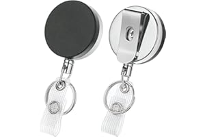 Vicloon Heavy Duty Llavero Retráctil Extensible, 2pcs, con Clip, Cable Acero, para Soporte de Tarjeta ID, Llave