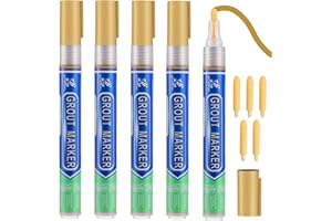 VOKMON 5 penne dorate per fughe dorate, per piastrelle, impermeabile, per la riparazione di fughe, con punta di ricambio, per il ripristino delle decorazioni natalizie