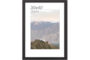 RUN HELIX 30x40 Picture Frame (11.8x15.75inch), Wooden 30 x 40cm Picture Frames with Mats Suitable for 30x40 cm Print Illustration, Photo Frame with Plexiglass Window for Wall Mount (Black)