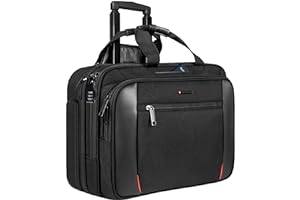 EMPSIGN Torba na laptopa o przekątnej ekranu 43.9 cm, wodoodporna torba podróżna pod siedzenie, z kieszenią blokującą RFID, torby robocze dla kobiet/mężczyzn, czarna