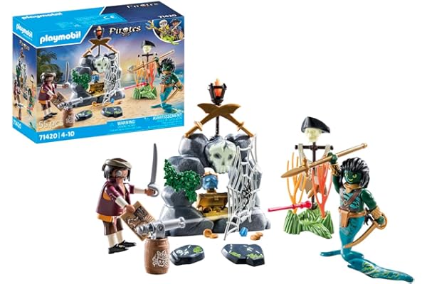 PLAYMOBIL Pirates 71420 Búsqueda del Tesoro, en Busca del cráneo de Cristal, un emocionante Mundo Submarino con un Pirata y un Anguila Morena, Juguetes para niños a Partir de 4 años