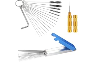 Andibro Kit de limpieza de carburador, juego de limpiador de puntas de antorcha, 13 cables de limpieza + 10 agujas de limpieza + 5 cepillos de nailon + 1 herramienta de púa puntiaguda + 1 llave del