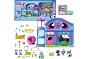 Atari Littlest Pet Shop Bandai Deluxe Littlest Pet Shop, BF00596, enthält 4 Haustiere, 1 Spielbühne, 20 Zubehörteile, 4 Sammlerkarte, 1 virtueller Code, Gen 7, 4 Jahre +