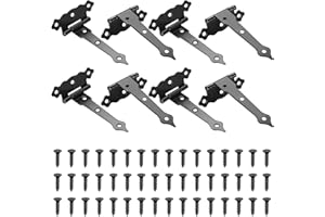 HAOCHEN 8 Pcs Bisagras en T, Bisagras Negro para Puerta de Jardín, 118mm Bisagras para Puertas de Madera, Borde Ondulado Bisagras Puertas Madera en Cruz Rustica para Puertas de Cobertizo Granero Ventanas