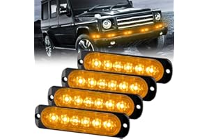 Sidaqi Feux Stroboscopique Urgent Avertissement Flash Danger Lampe d'avertissement 6 LED Jaune pour Véhicule Camion Remorque 12-24V (4pcs)