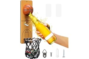 ZONSUSE Magnetyczny otwieracz do butelek z łapaczem, koszykówka, montowany na ścianie, metalowy otwieracz do piwa, nowatorskie pomysły na prezenty dla mężczyzn, taty, męża, niego, idealny do domowego