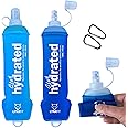 LYNXFIT Soft Flask Running Water Bottle 500ML (Pack of 2) with Carabiner Clips - Collapsible Water Bottle for Running Vest, Cycling, Hiking, Camping & Marathon - TPU, Leakproof and BPA Free