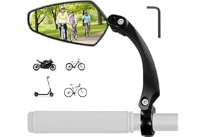 LINGHUANG Retroviseur Velo, Rétroviseur Bicyclette Rotatif 360°pour Bécane, Rétroviseur Trottinette électrique, Compatibles Guidon 21-23mm, Réglable Rotatif Guidon Monté, Gauche