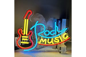 XJNOLGXIQU Guitare Rock Musique Enseigne Au Néon Enseignes Au Néon Colorées Enseigne LED Personnalisé USB Néon Pour Live Music Bar Cadeau D'anniversaire Décoration Murale