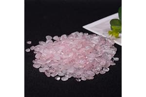 DongAi Crushed stone natural crystal quartz chips, used for aquarium gravel, sea glass, rock sand, fish and turtle tank, air plant decoration (1 lb)(pink)