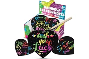 ZMLM Scratch Art Mini Notes Enfants - 160 Heart Holographic Scratch Paper Art and Craft DIY Kits Rainbow Party Favors for Kids - Stocking Stuffers Birthday Art Supplies Set