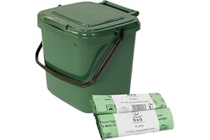 ALL-GREEN Green Kitchen Compost Caddy & 50x 8L Compostable Bags - for Food Waste Recycling (7 Litre) - 7L Plastic Composting Bin