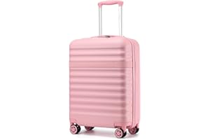 KONO Koffer Trolley Handgepäck Koffer Reisekoffer von ABS+PC Hartschalenkoffer mit 4 Rollen TSA Schloss (Rosa,M)