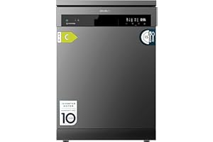Cecotec Lave-vaisselle 60 cm Indépendant Bolero Aguazero 6500 Dark C. 15 Couverts, 3e Plateau, 6 Programmes avec Dual Zone Wash, Dry+, Ouverture Auto, Demi-charge, Départ Différé, Moteur Inverter Plus