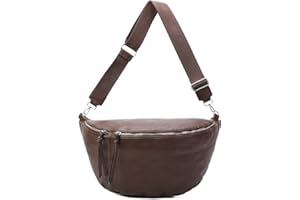 ITALYSHOP24-COM XXL Tasche Bauchtasche Hüfttasche Crossbody Schultertasche Umhängetasche Kunstleder Gürteltasche Crossover Slingntasche Unisex Bag Braun