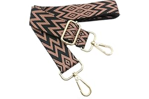 KERIOCUSI Tracolla per Borse Donna Rosa Nero Cinghia Della Borsa Larga, Tracolla Regolabile con Gold Moschettone, Durevole per Crossbody Borsa, Borsetta, Chitarra DIY Spalla Accessori per Ragazze, 710