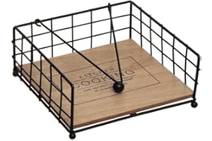 VIDAL REGALOS Servilletero Madera y Metal Essential Negro 19 cm