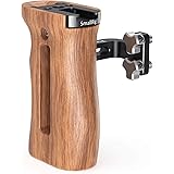 SMALLRIG Wooden Side Handle for Camera Cage, Direction Changeable Side Handle with Built-in Cold Shoe and Threaded Holes - 20