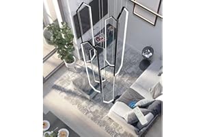 HYQJUNE Modern LED Geometrie Pendelleuchte Wohnzimmerlamp Aluminium Treppe Kronleuchter Xuanguan Schlafzimmer Hängeleuchte Esszimmer Dimmbar Deckenleuchte Höhe Verstellbar Hängelampe(Schwarz,6 Lights-20x80cm)