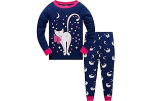 Qzrnly Mädchen Schlafanzug Giraffe Baumwolle Kinder Langarm Pyjama