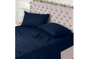 Utopia Bedding - Set Lenzuola Letto Matrimoniali 4 Pezzi 180x200 cm - Spazzolata Poliestre di Microfibra - Oeko-Tex Certificato - Lenzuolo con Angoli, Lenzuolo Piatto e 2 Federe 50x75, Blu Navy