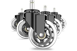 ‎RAVN HAMAN RAVN HAMAN 5er Set Bürostuhl-Rollen 10 mm x 22 mm Schwarz - - Stuhlrollen bis 250 kg - - Bodenschonende und kratzfreie Drehstuhlrollen - - Hartboden-Rollen - Gummirollen für Bürostühle