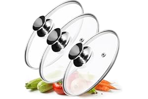 KADAX Ensemble de couvercles de casserole, couvercles universels en verre avec poignée, ensemble de couvercles résistants à la chaleur de différentes tailles, ensemble de couvercles de poêle