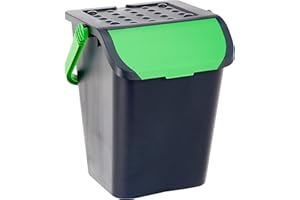 Ecoplast, Pattumiera per Raccolta Differenziata, con Doppia Apertura, Flessibile, Indeformabile e Impilabile, Resiste a Tutte Le Temperature, per Interni ed Esterni, Color Verde, 35 L, Made in Italy