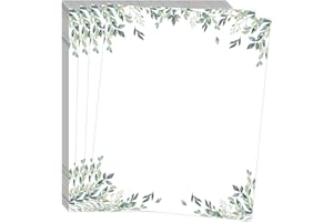 SMARSTICKER 50 Pcs Greenery Paper Eucalyptus Leaf Themed Decorative Printer Stationery Writing Sheets for School, Home Office Supplies (Greenery)