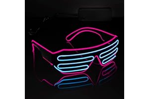 lumous rola 1PCS Glasses Light up El Wire Rave Shutter Glasses, Glow In Dark Flashing Sunglasses, Luminous Glasses For Parties, Halloween PATENTED