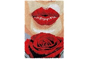 ROCKY&CHAO Set di ganci per tappeti fai da te, per adulti e bambini, per realizzare tappeti, decorazione per la casa, 60 x 40 cm (labbra rosse)