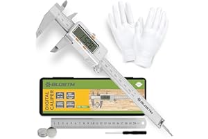 BLOSTM 150 mm Digitaler Messschieber – präziser elektronischer Edelstahl-Messschieber mit extra großem LCD-Bildschirm, kalibriert bis zu 1/64 Zoll – Messschieber SAE, metrisch oder fraktional