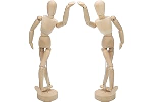 Kurtzy Lot de 2 mannequins en Bois de 30,5 cm avec Support – Joints Flexibles – Figurines d'art articulées pour Croquis et Peinture – Décoration d'intérieur