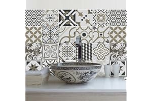 RE-COVERTILES - Adesivi per Piastrelle Bagno e Cucina 10 Pz 20x20 cm - PS00081 Decorazione murale in PVC Impermeabile mattonelle Mosaico Stile cementine Azulejos