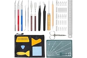 Yooyan 51 Stück Plotter Zubehör, Skalpell Carving Craft Messer, Vinyl Jäten Werkzeuge, Edelstahl Plotter Zubehör HTV+1 Stück A5 Schneidematte, DIY Bastelwerkzeug, Bastelmesser Cuttermesser, Cameos