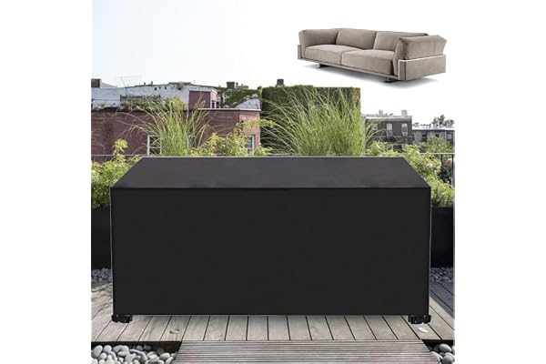 Bache Salon de Jardin Exterieur Impermeable 300x150x75cm/LxWxH Housse de Protection Salon de Jardin, 600D Oxford Housse de Table de Jardin avec Boucle Coupe Vent, Résistance Anti-UV, Noir