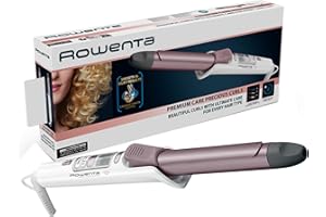 Rowenta Precious Curl CF3460 Rizador con recubrimiento Keratin and shine, temperatura hasta 200° C, cable 360° y pantalla LCD, 25 mm de diámetro, Color Rosa